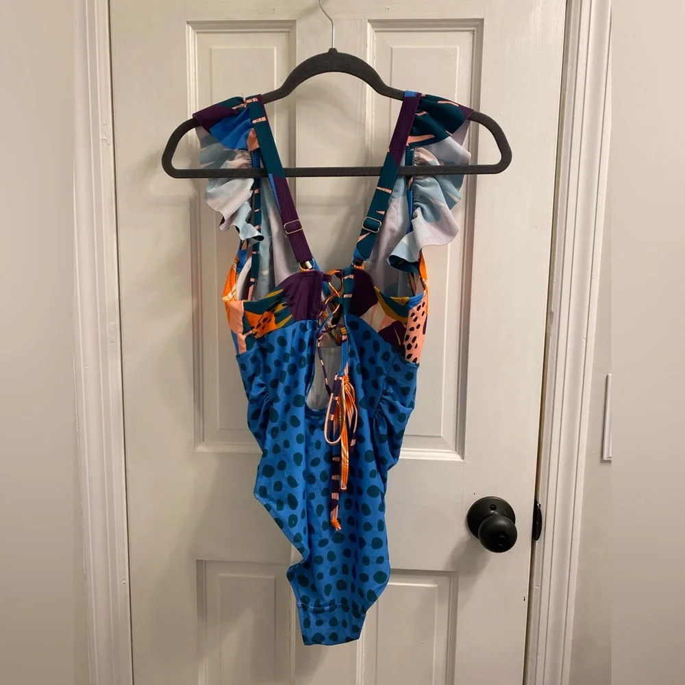 Latched Mama Multicolor Ruffle One Piece Swimsuit - Picture 2 of 2